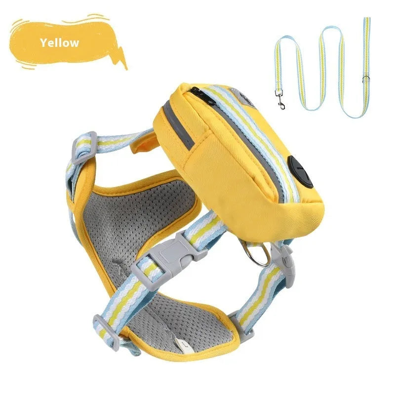 Explosion-proof anti-strangulation pet harness in Oxford cloth with a 1.5m traction rope.
