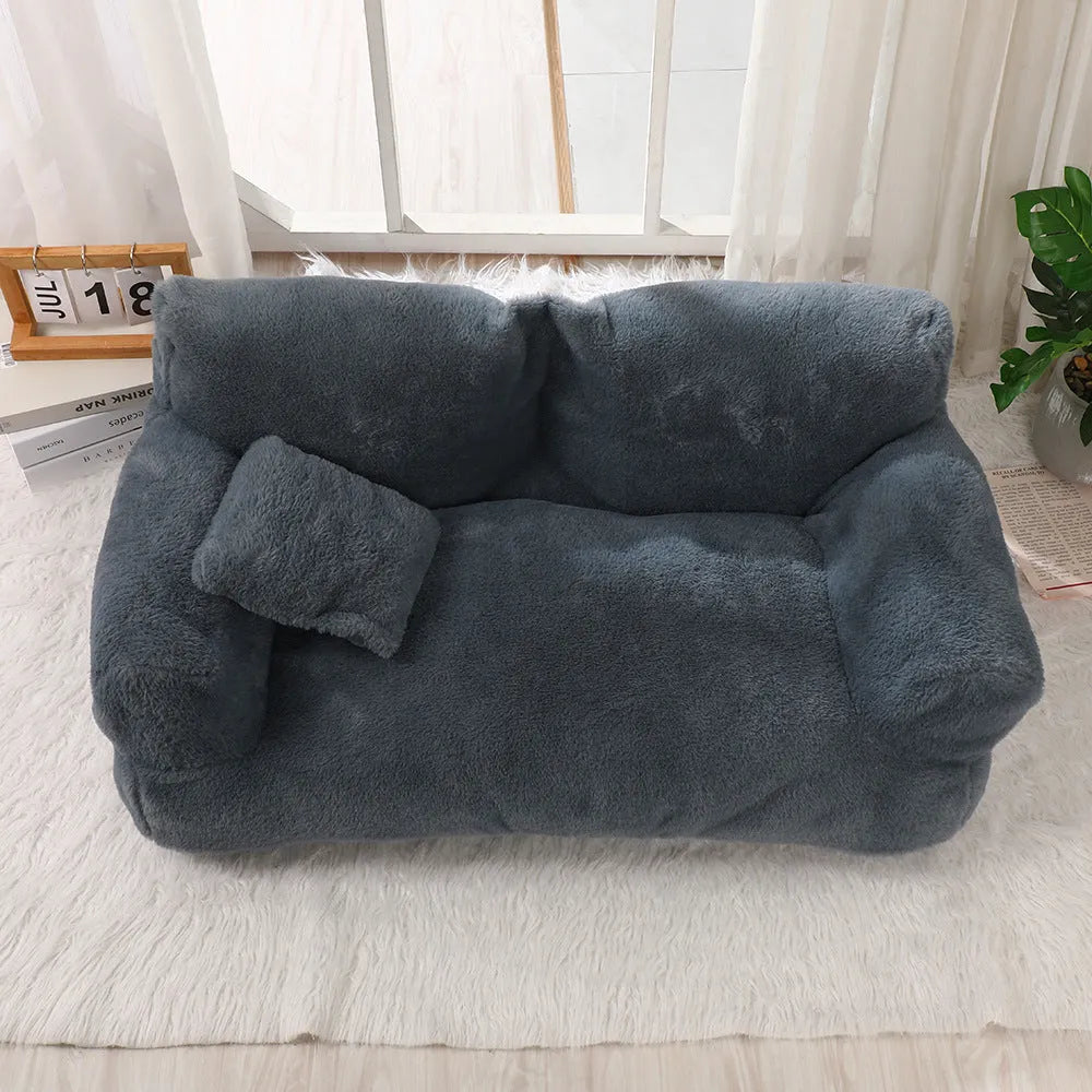Rabbit plush pet sofa nest in khaki, three colour options, six sizes from S to XXXL for dogs