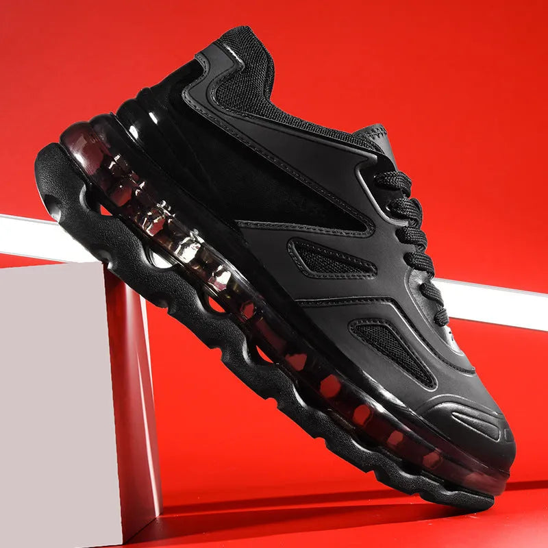 Men's full palm air cushion sports daddy shoes in white, PU upper, wear-resistant outsole, side view