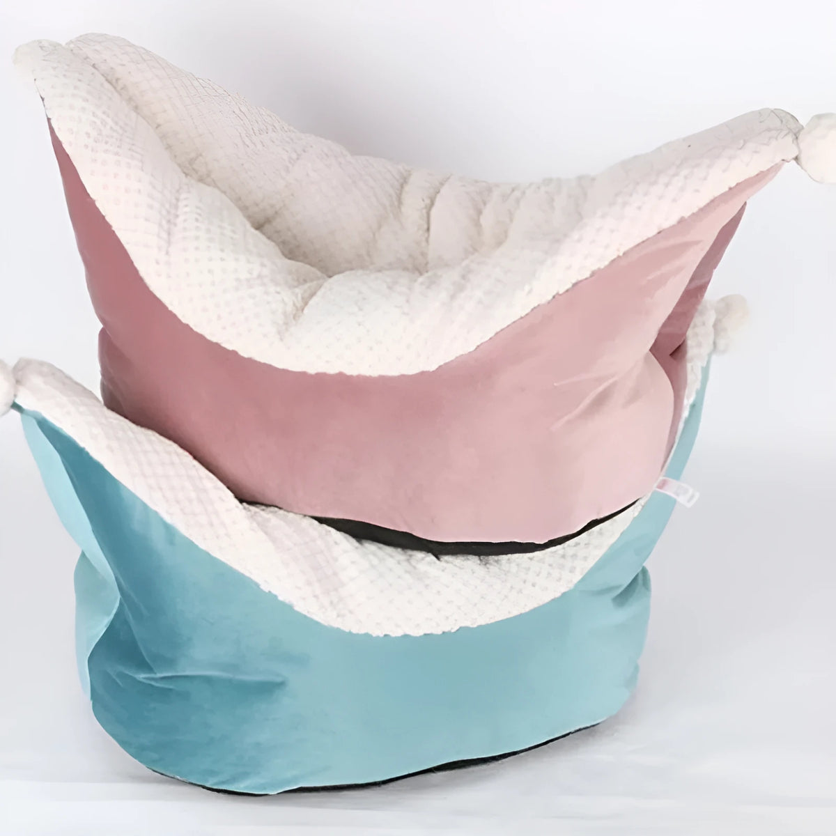 Small to medium pet boat nest bed in cloth for cats, available in five colours including gray