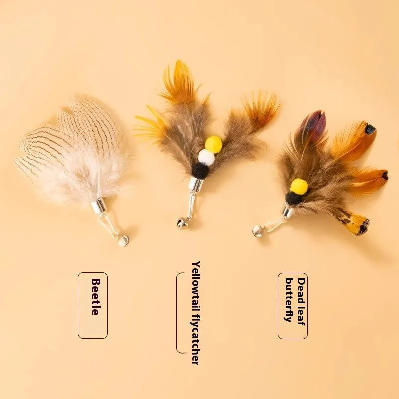 Three steel wire cat toy replacement heads with little flying insects designs