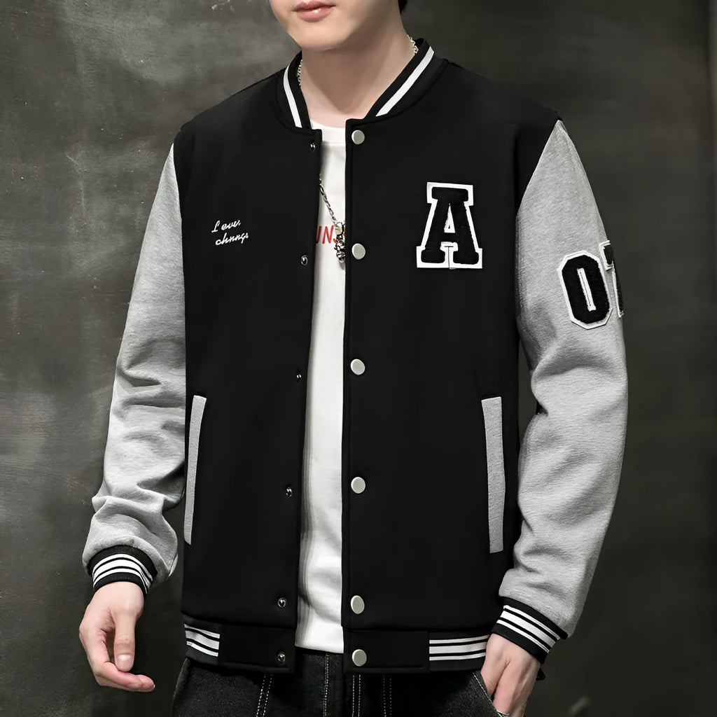 Men's baggy casual jacket top in black, made from polyester, with relaxed fit for leisure