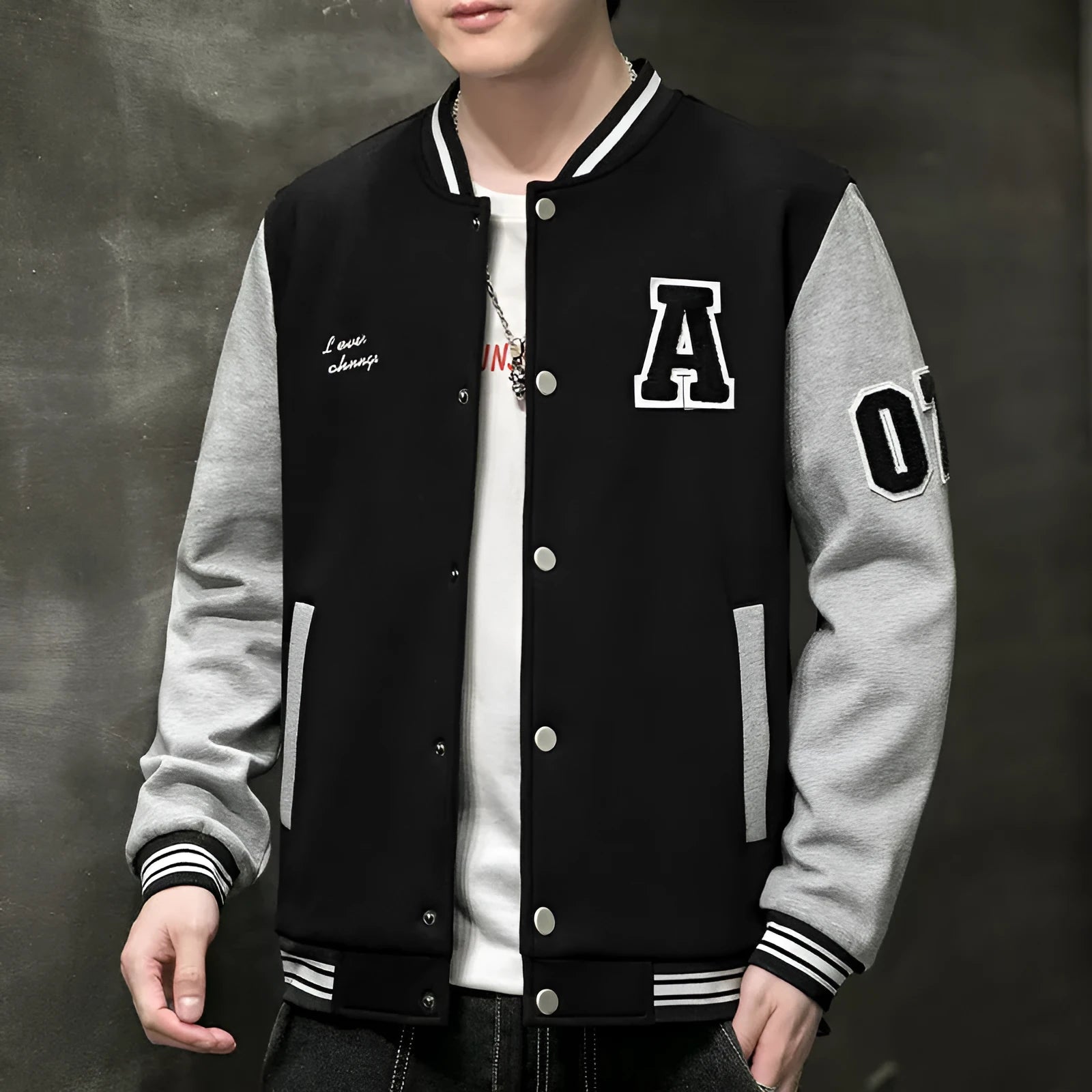 Men's baggy casual jacket top in black, made from polyester, with relaxed fit for leisure