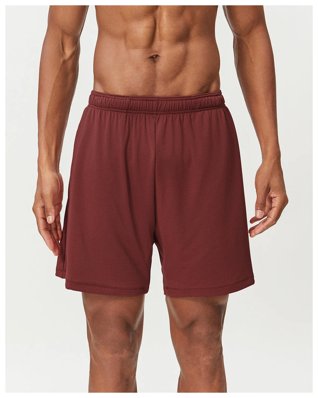 Men's quick-drying breathable double-layer running shorts in sky green with mid waist fit and nylon lining