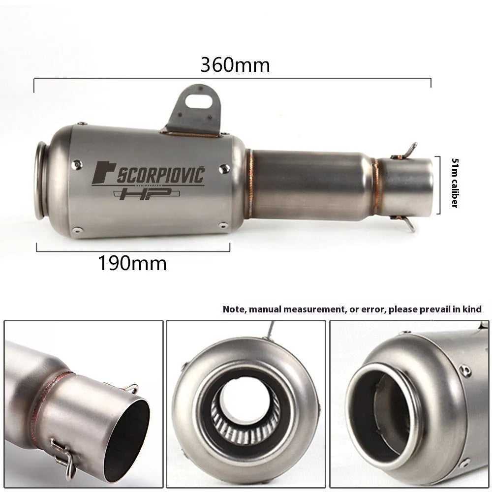 Universal motorcycle racing exhaust pipe in stainless steel with flower cover design