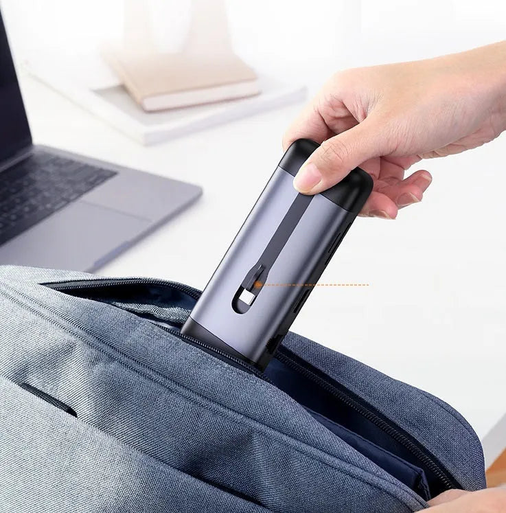 USB C docking station with HDMI, VGA, USB 3.0, and Ethernet ports including all connecting cables