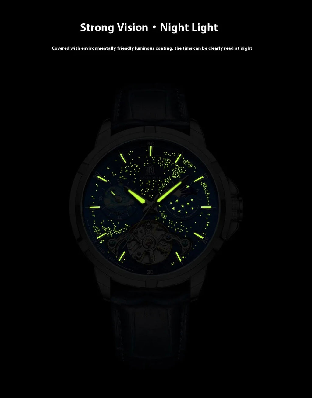 Men's blue dial automatic mechanical watch with day date display on stainless steel band