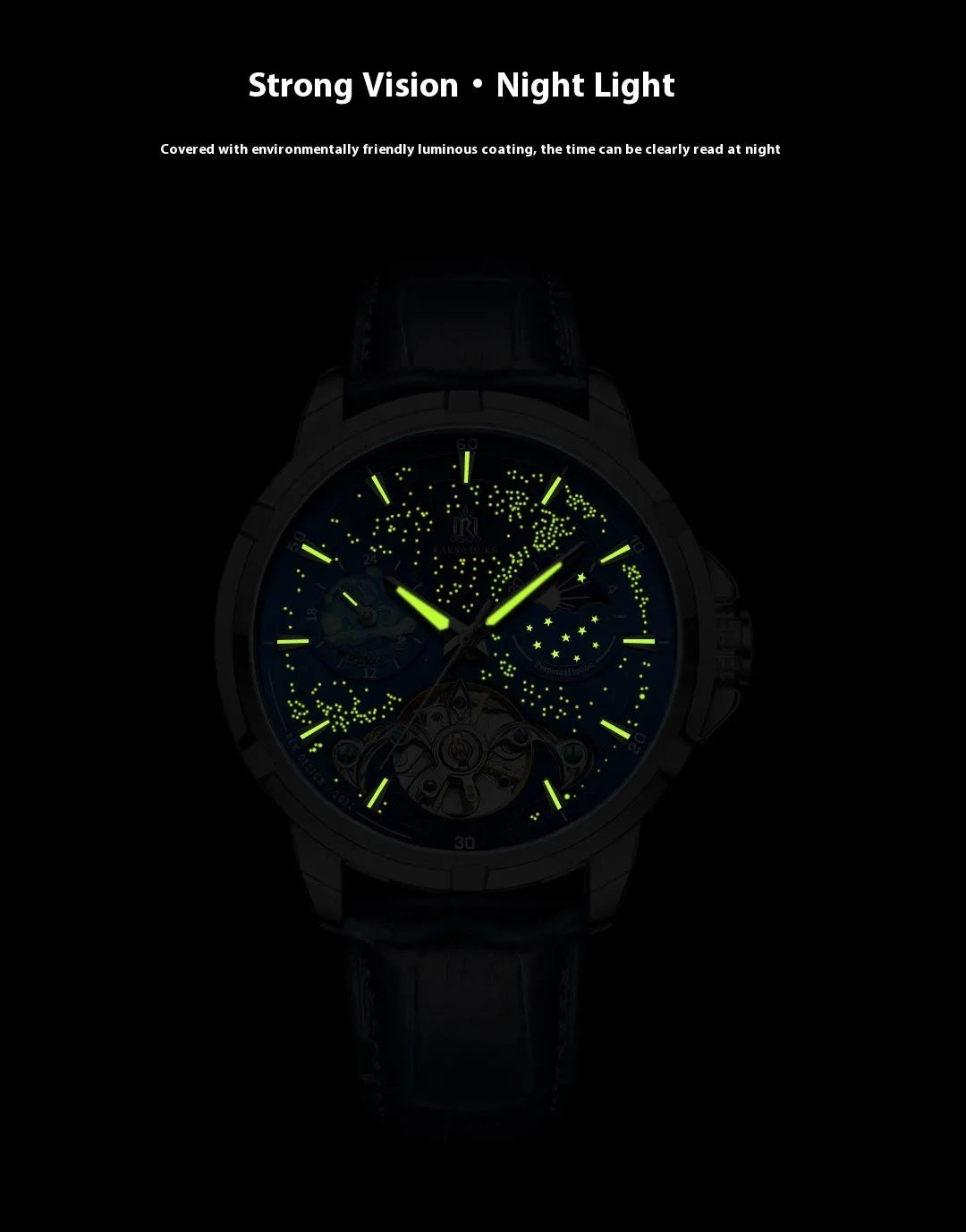 Men's blue dial automatic mechanical watch with day date display on stainless steel band