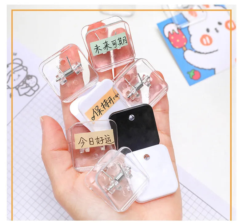 Square plastic photo note holder in white, black, or transparent measuring 3.2cm x 3cm