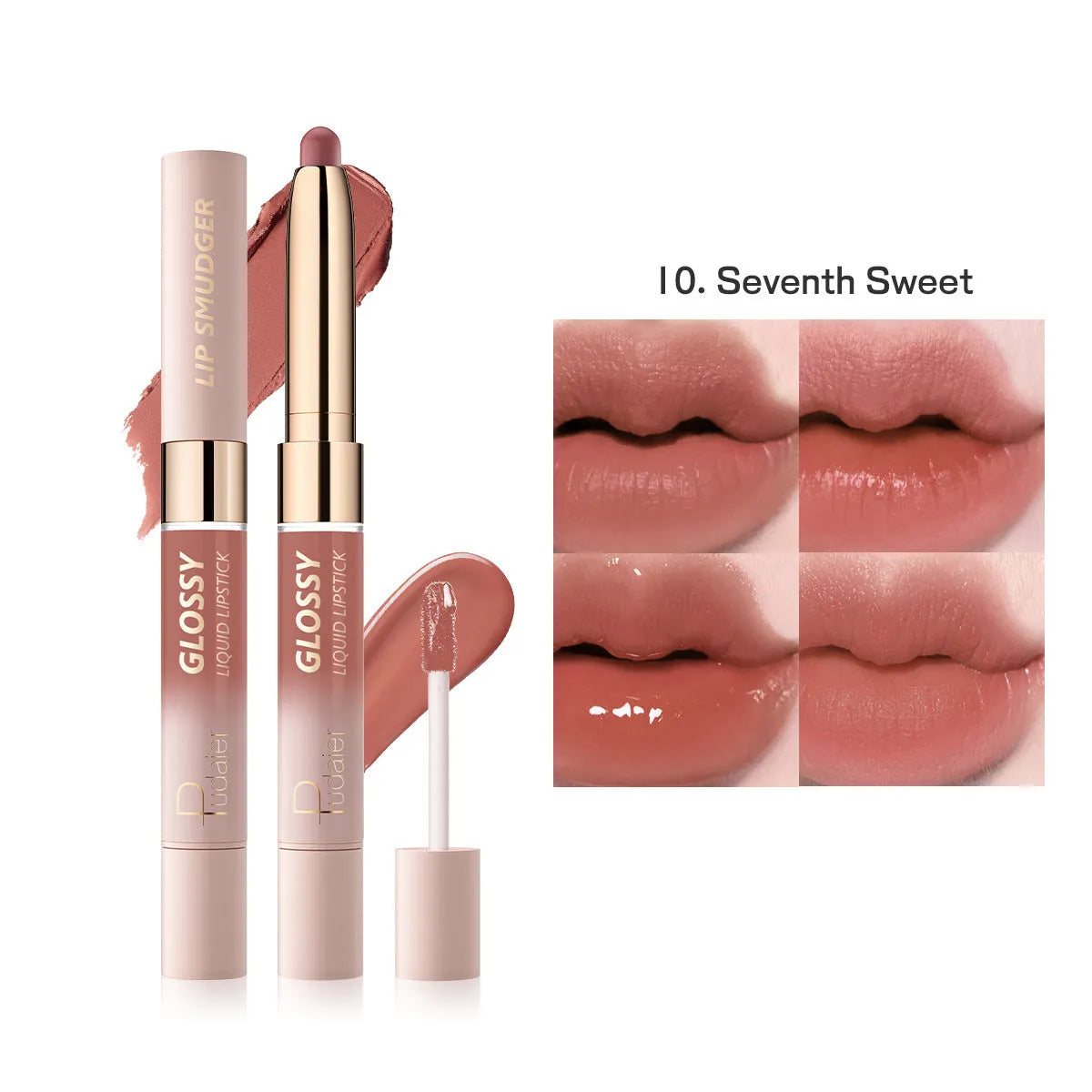 Double-headed lipstick with matte finish and gloss in ten colour options