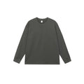 Men's loose fit solid colour cotton long-sleeved T-shirt on a hanger.