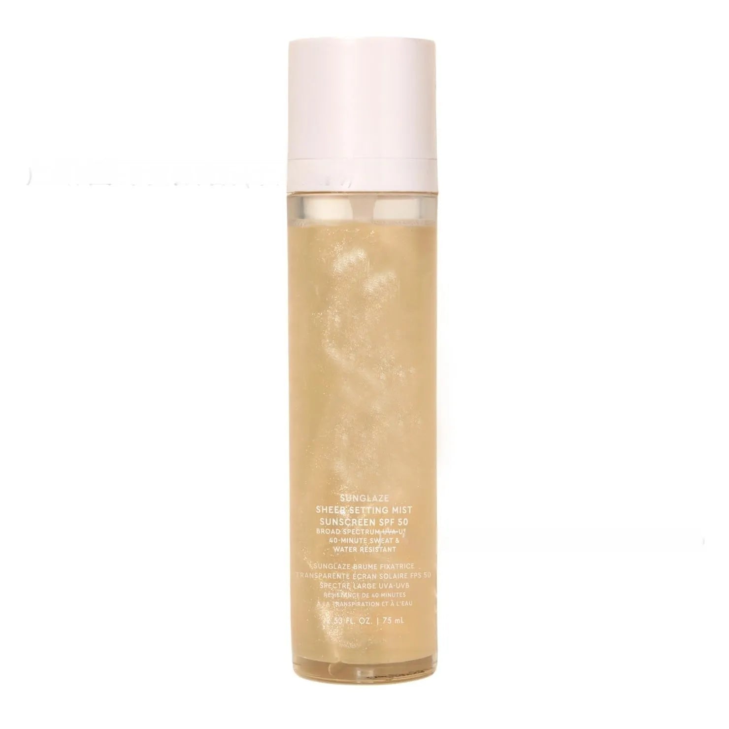 75ml bottle of moisturising and nourishing facial makeup setting spray on a white background.