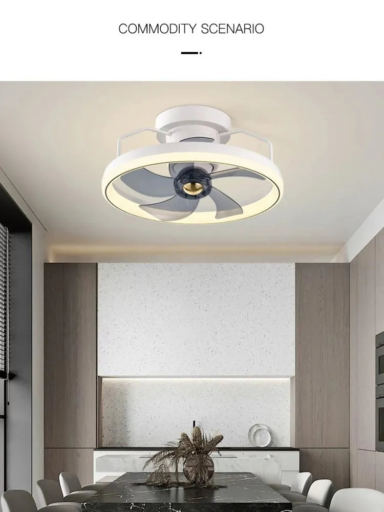 Modern ceiling fan lamp with light fixture in one of seven colour options