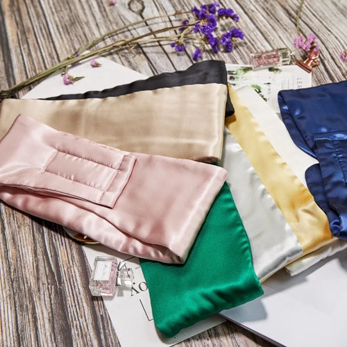Silk sleep eye mask in multiple colour options with elastic headband strap