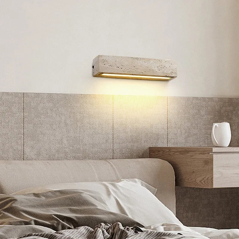 Huangdongshi modern simplicity bedside wall lamp in a bedroom setting with three-colour light option