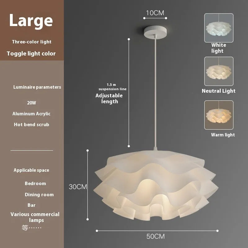 Modern minimalist creative flower bedroom chandelier with full spectrum LED light source in 40cm size