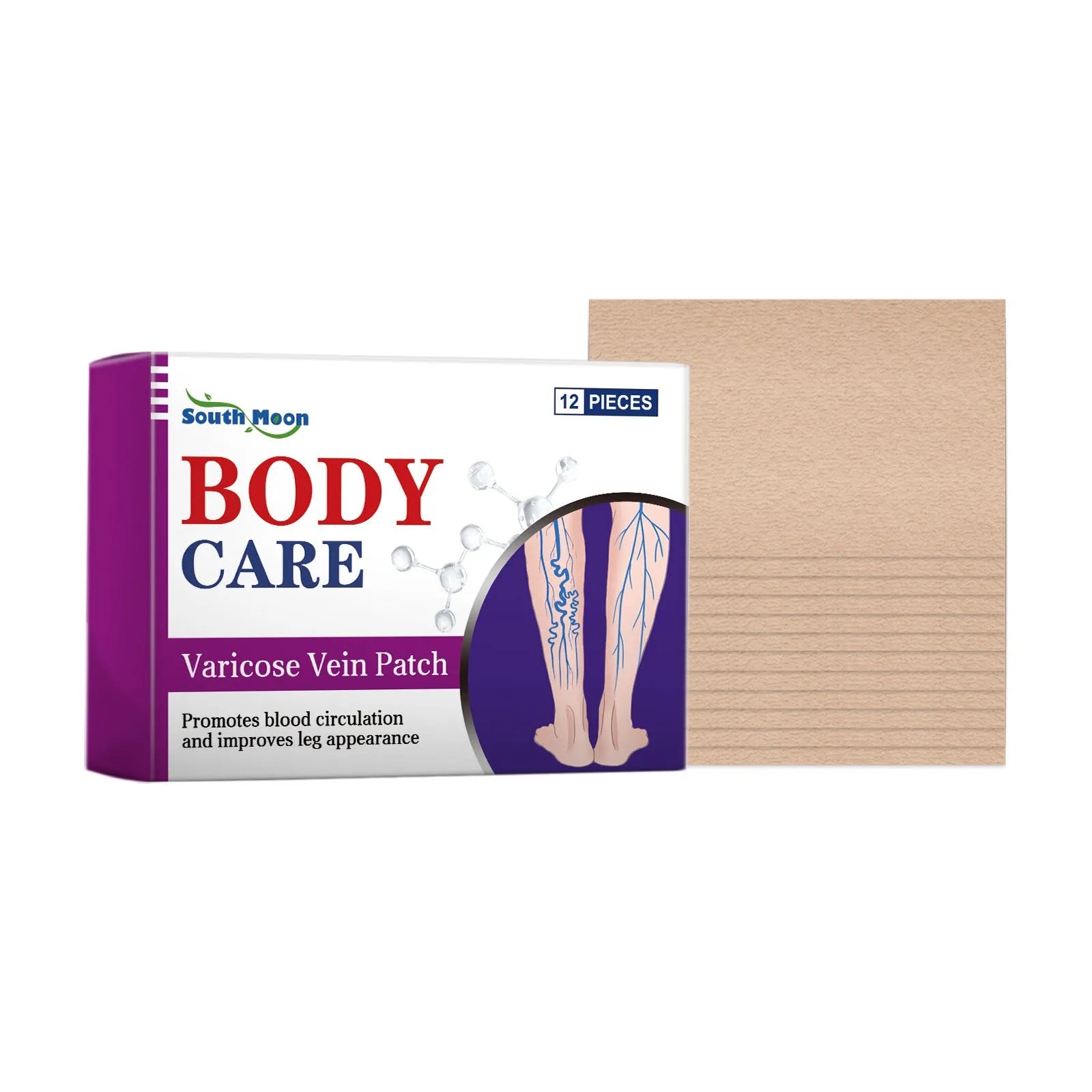 Leg care patch kit with 12 plant ingredient nursing patches for universal skin types