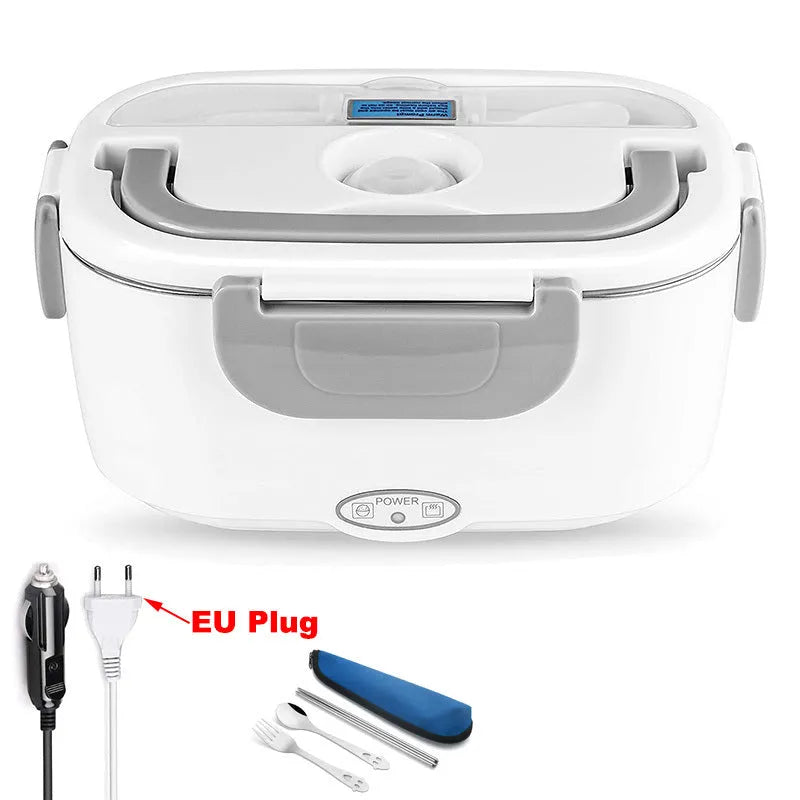 Grey dual-purpose electric lunch box with 1.2 litre capacity for car and home use