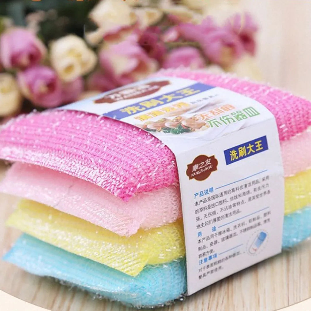 Scrubbing King fine stripe kitchen sponge cloth macaron mixed colour 12x8.5x1.5 cm