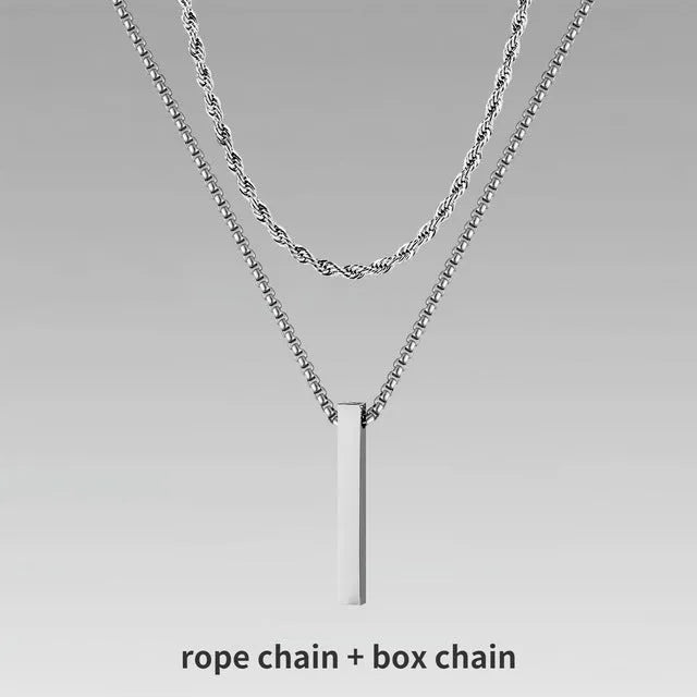 Crystal necklace for men with alloy silver pad finish in European American style