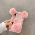 Cute plush panda hand warmer thermal shell case for iPhone 15