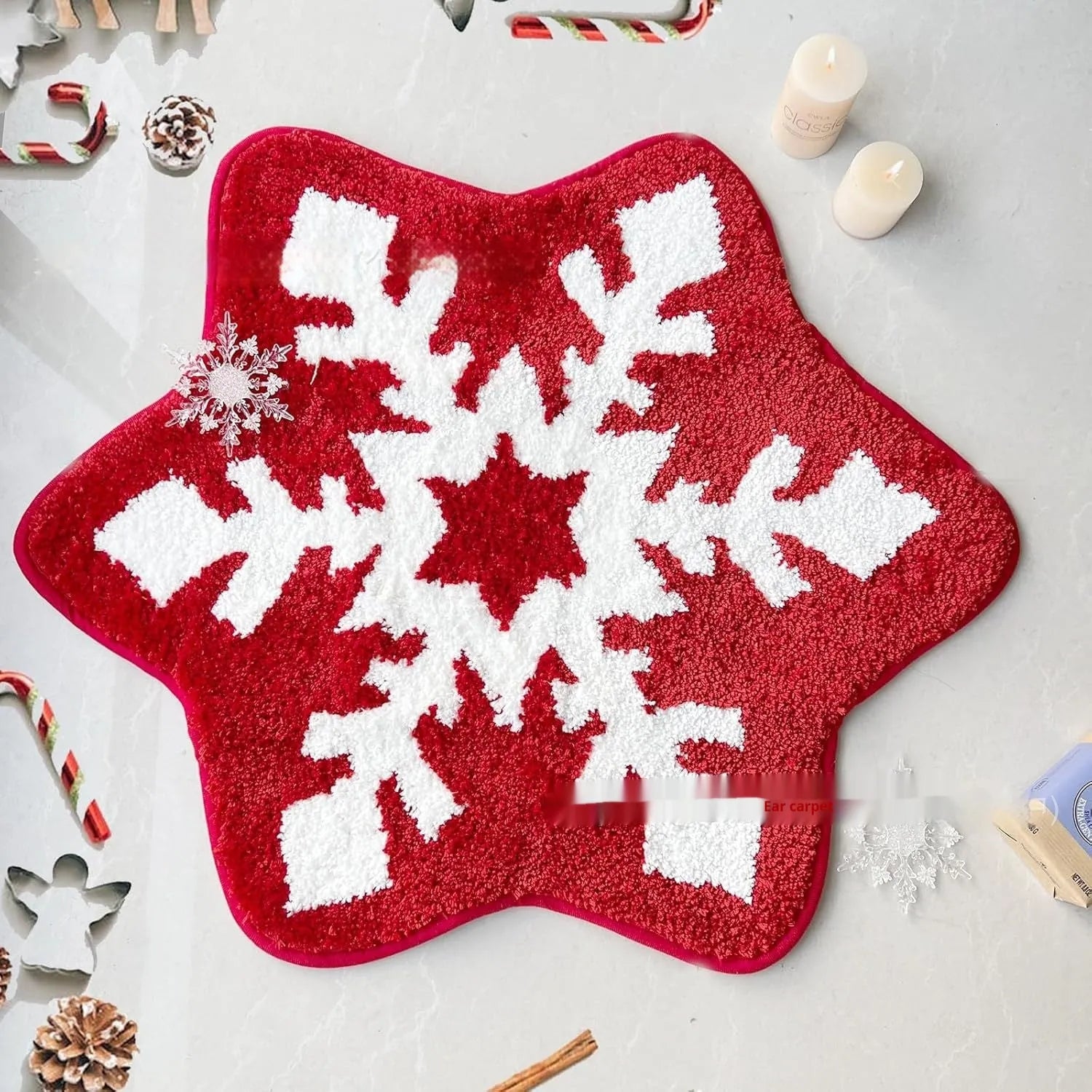 Printed round Christmas carpet with holiday design on soft polyester material