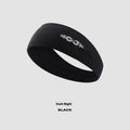 Seamless knitted exercise hair band in classic black on a white background, made of nylon spandex polyester blend for sports use