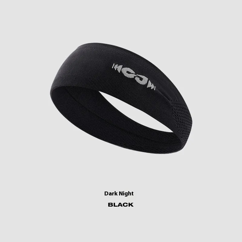 Seamless knitted exercise hair band in black, grey, or blue for sports and fitness activities