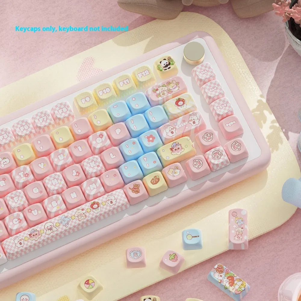 Clip Doll anime character mechanical keyboard keycap set with colourful sublimation printing.