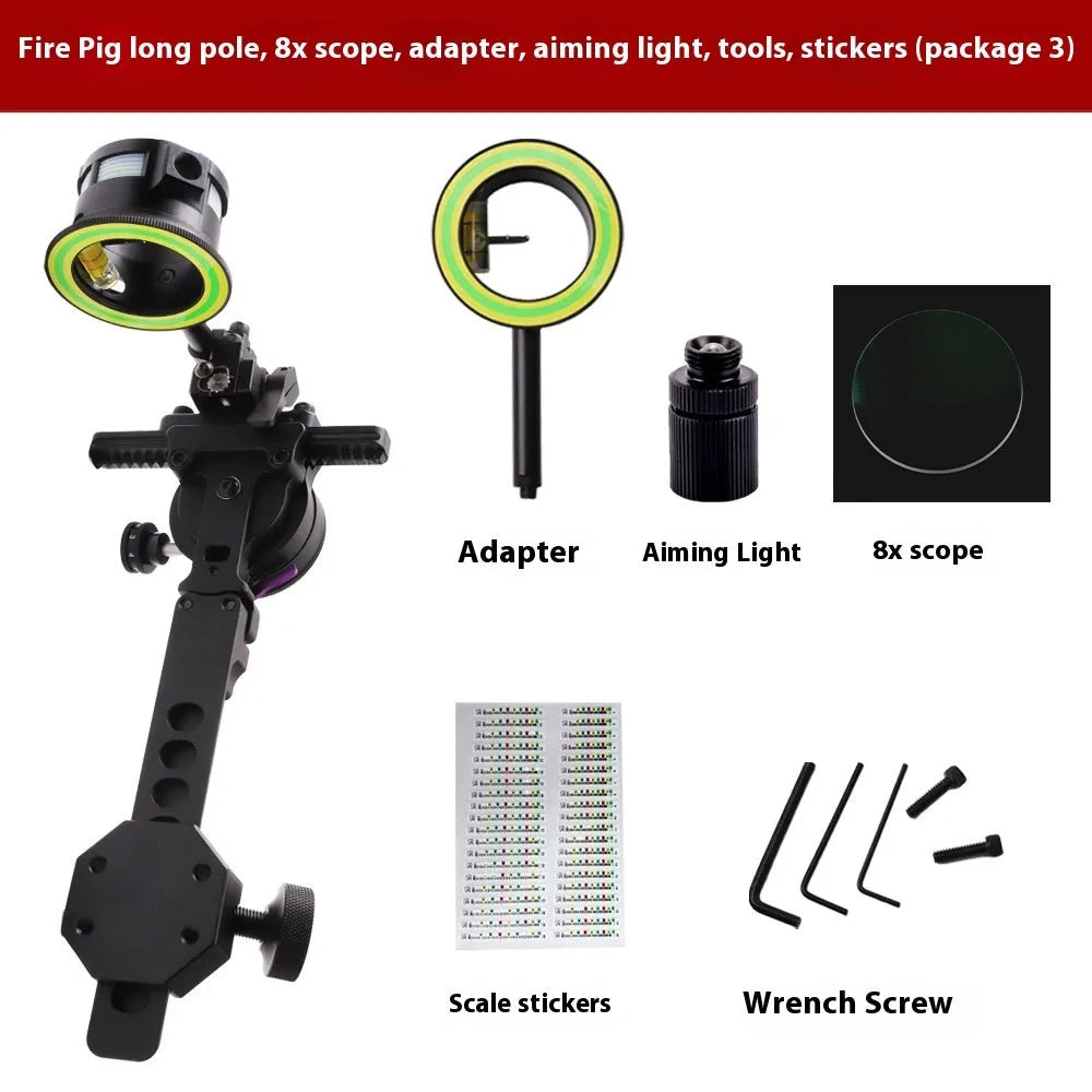 Composite laser aiming instrument archery sight with single needle and long brush holder on aluminium body