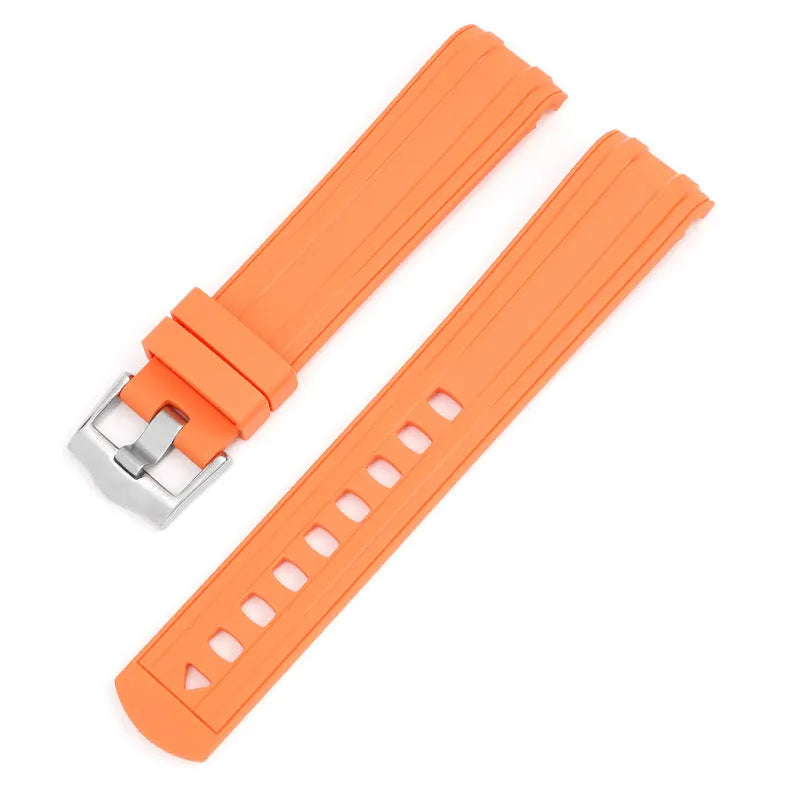 Original style Apple Watch replacement strap in multiple colours with silver buckle, shown in 20mm and 22mm sizes.