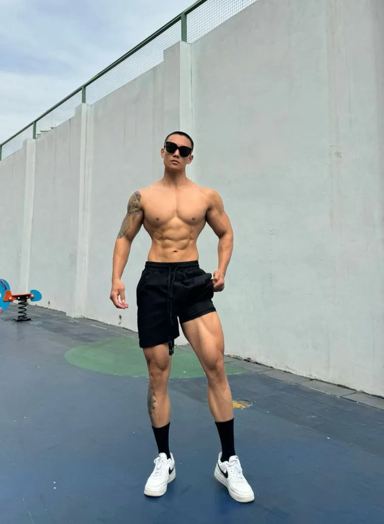 Men's ice silk quick-drying double-layer casual shorts in multiple colours