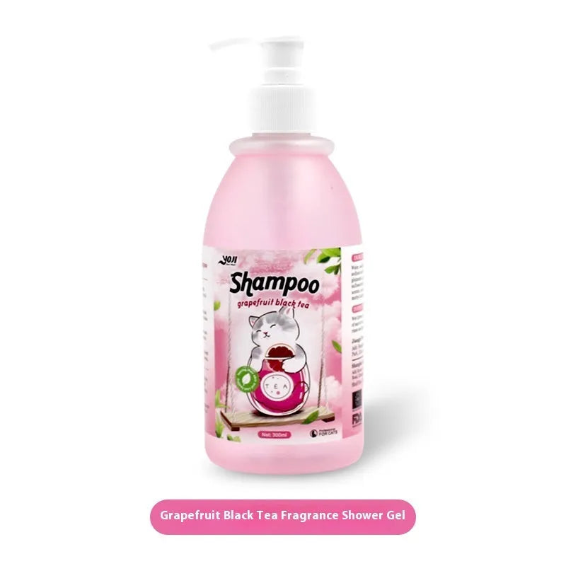 280ml cat universal bath lotion anti-mite shampoo bottle, peach oolong tea variant for cats