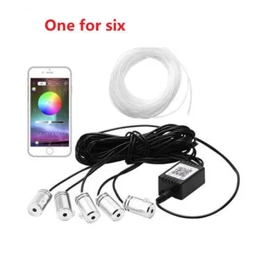 APP cold light strip car interior decoration with RF remote control and 6m soft rubber light pipe