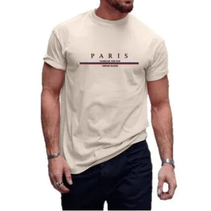 Men's loose fit pure cotton T-shirt with a printed letter design on the chest in apricot colour.