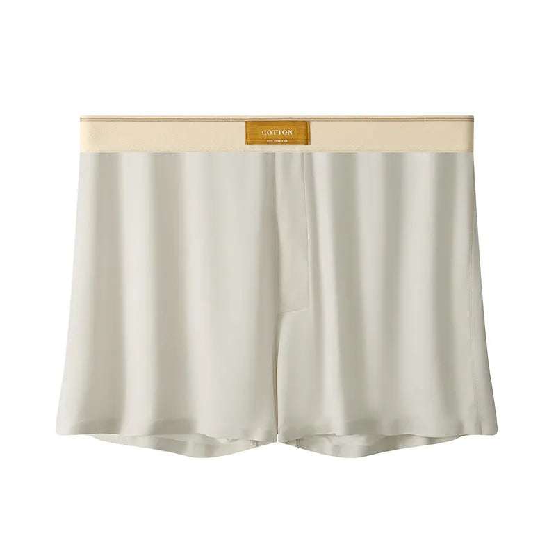 Men's ice silk underwear in solid colours showing loose fit and mid waist design