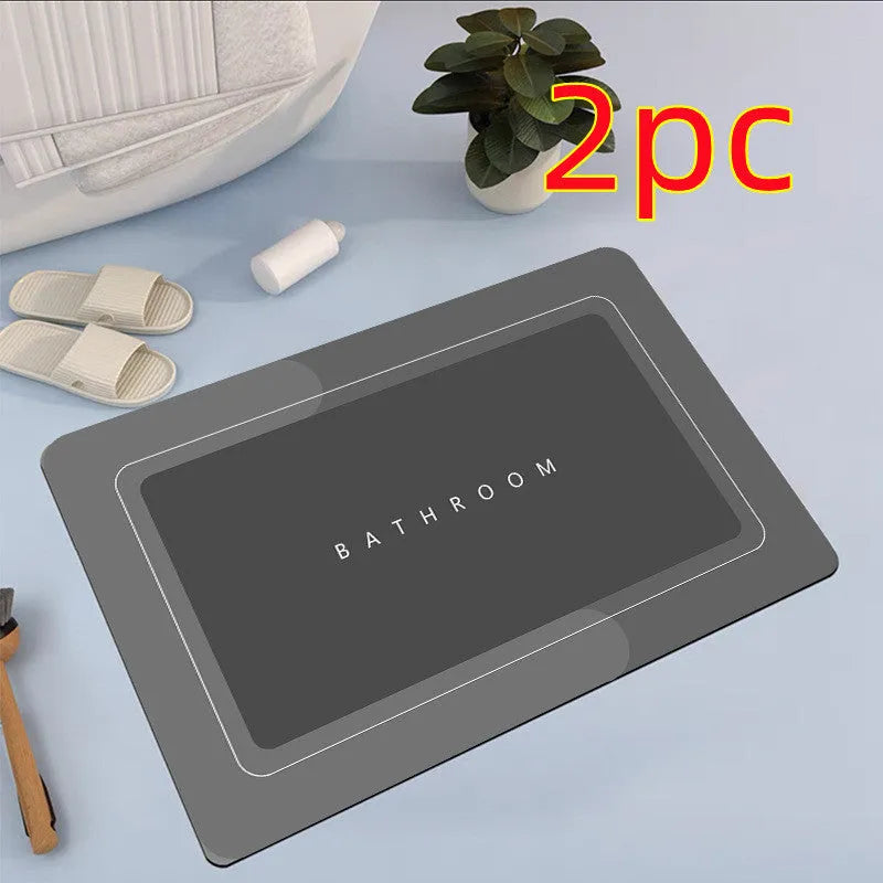 Quick-drying bathroom floor mat with natural rubber backing in Baikal blue colour