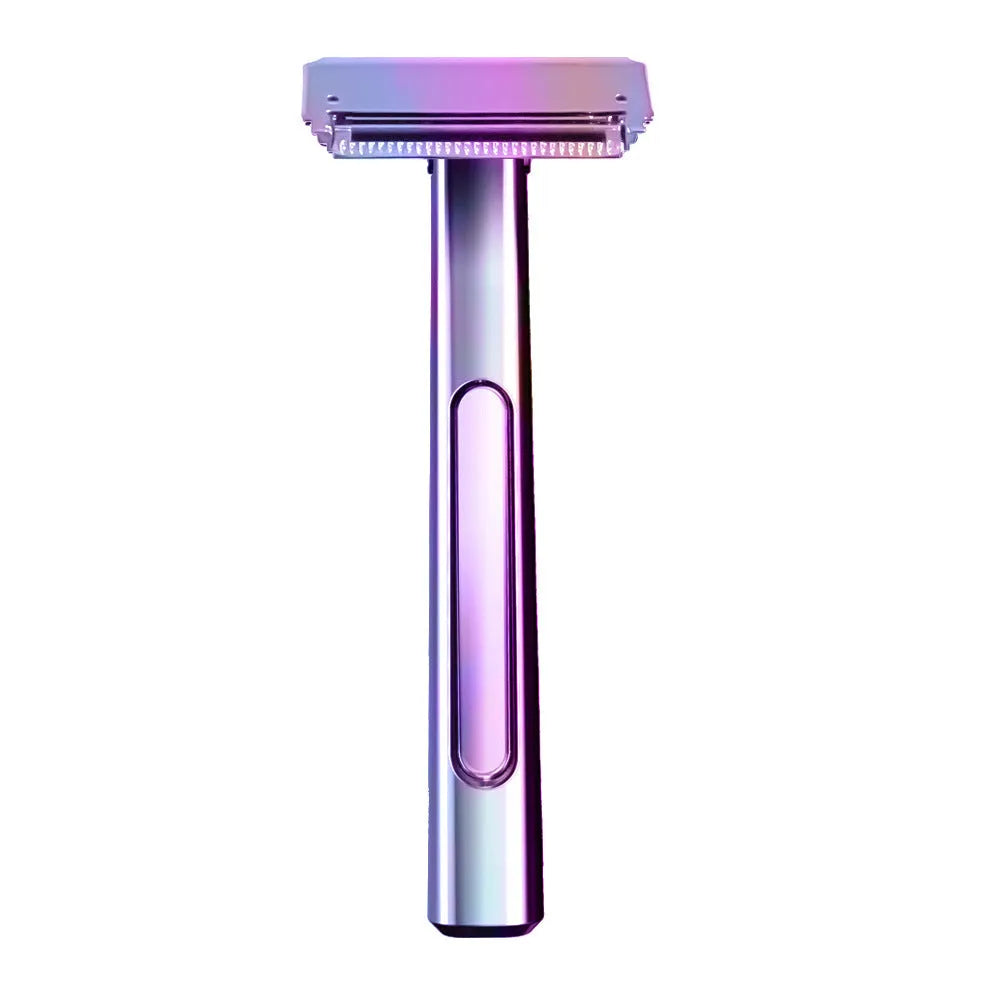 20T double-layer half-blade manual shaver in silver, gun, bronze, or gold-plated purple with 10 blades