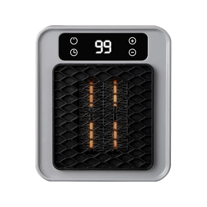 Mini square heater plug wall socket PTC 400W white colour mechanical model front view