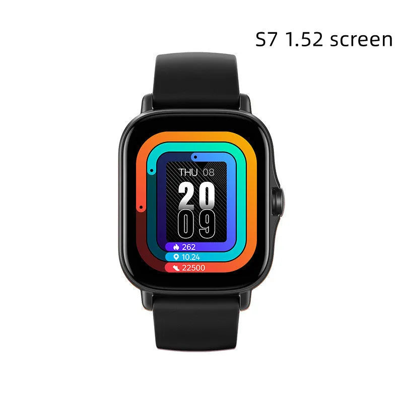 GT20 black smartwatch with alloy case and silicone strap showing heart rate monitoring on screen