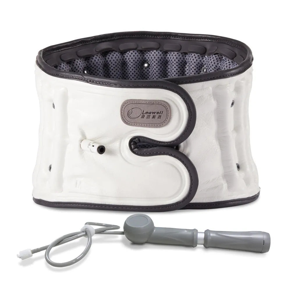Lumbar waist supporter with automatic inflation feature for back pain relief and posture correction