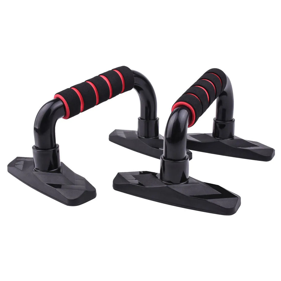 Diamond push up bars in blue, red, grey, and black colours with PP sponge handles for strength training