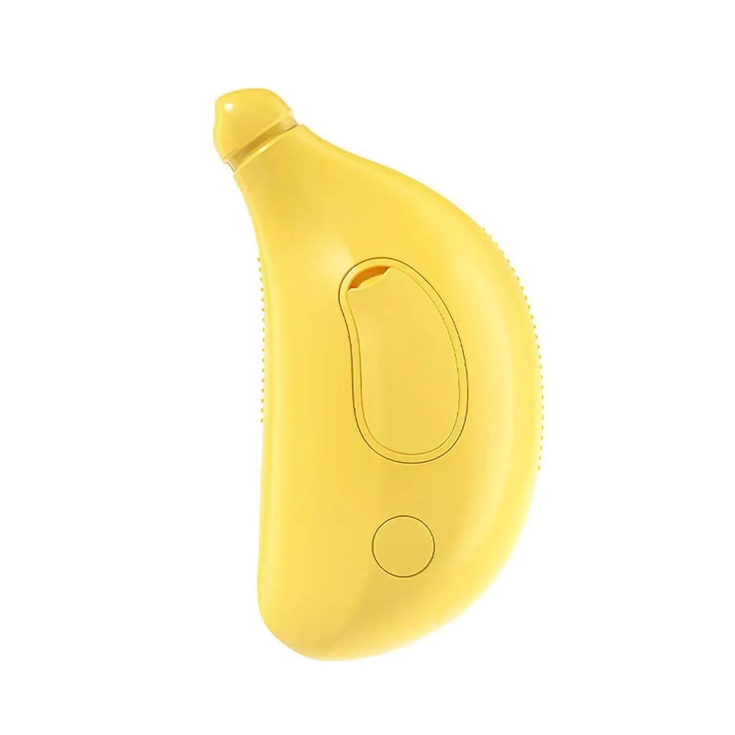 Green and yellow 3-in-1 cat steam brush with silicone construction and paw-shaped teeth