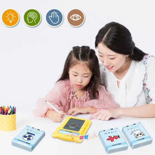 Yellow bilingual early education learning machine with card system for children