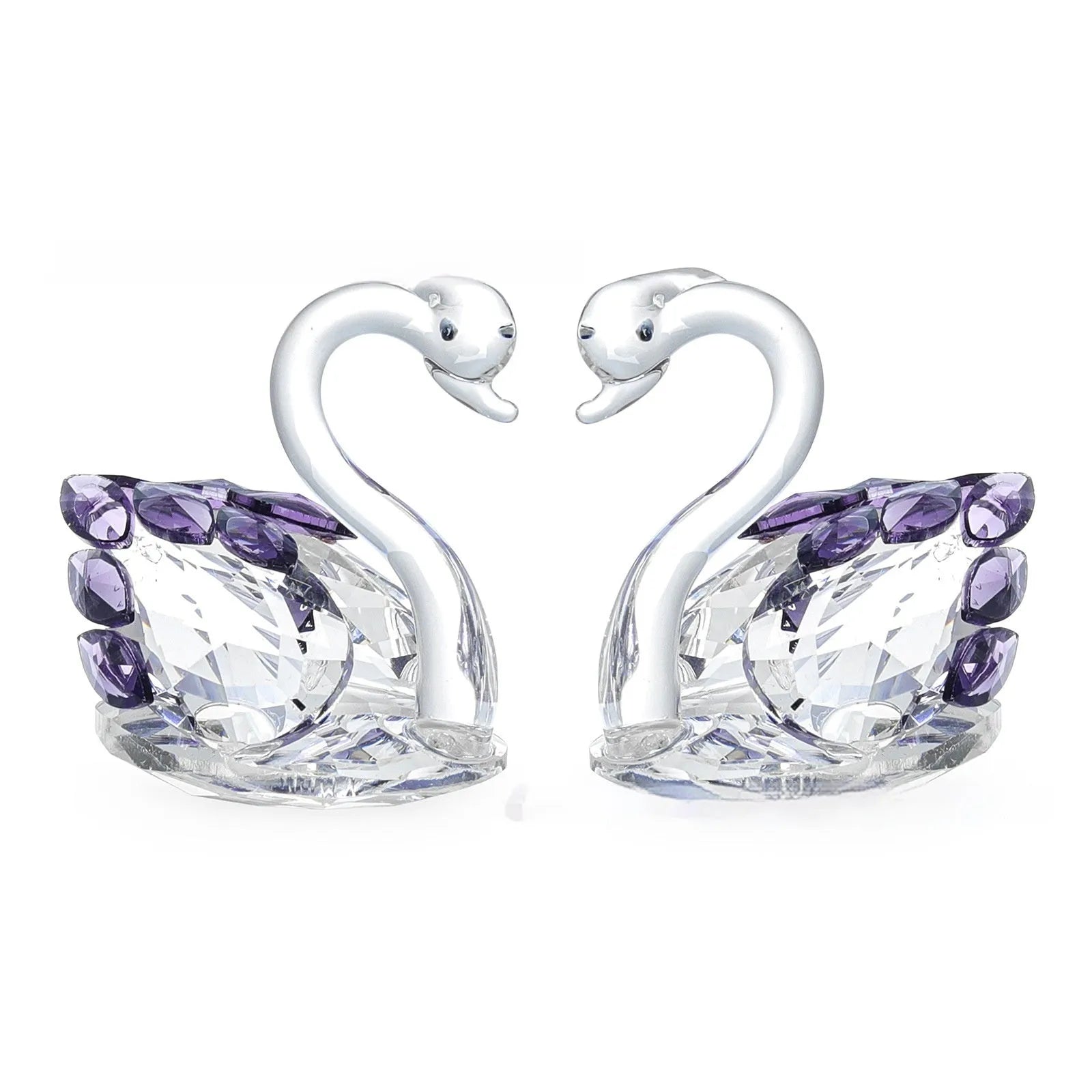 Crystal swan desktop decoration in red, blue, pink, or purple colours