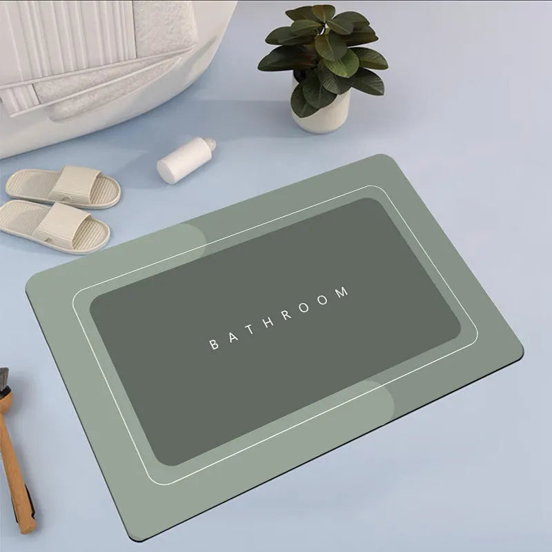 Quick-drying bathroom floor mat with natural rubber backing in Baikal blue colour