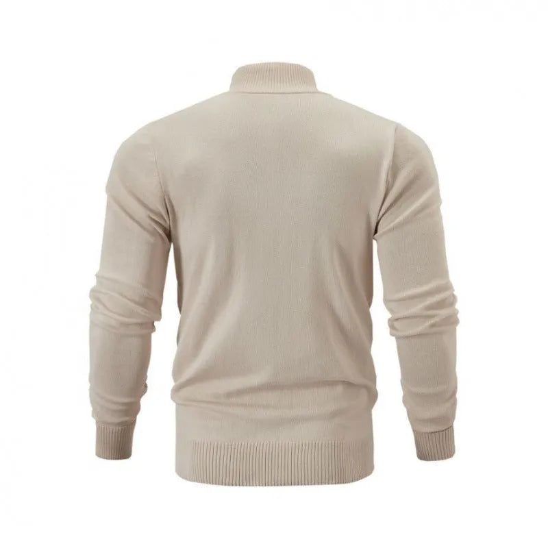 Men's stand collar casual sports zipper sweater in cotton fabric available in multiple colours