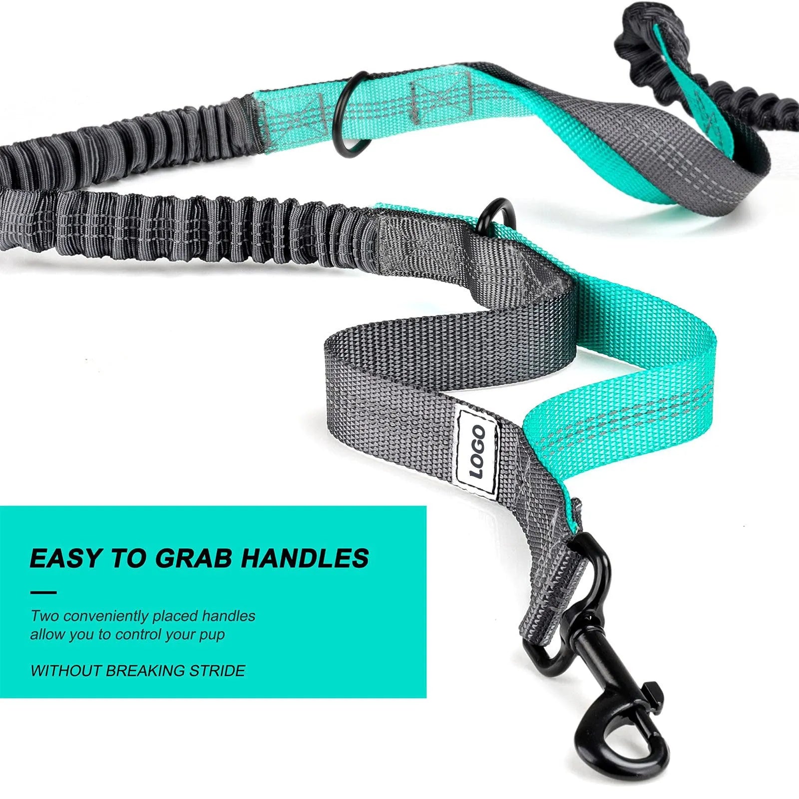 Black outdoor dog walking set with waist bag and adjustable leash on nylon material