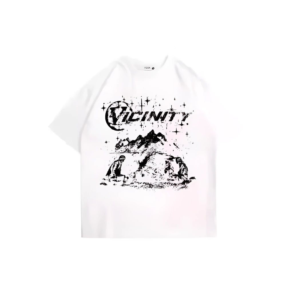 Men's hip hop print t-shirt with retro graphic design in polyester fabric