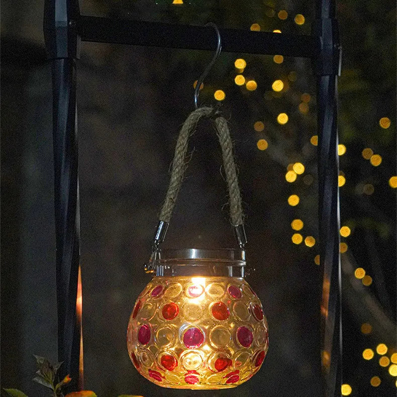 Solar decorative wave point outdoor waterproof night light in red, 13cm high, for garden use